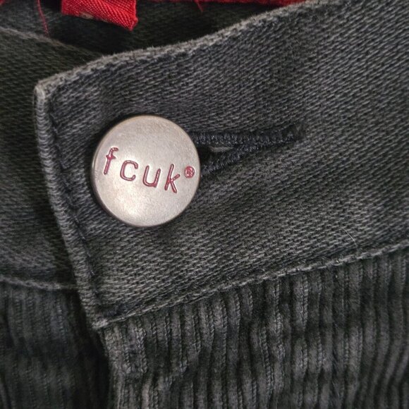 Fcuk Gray Corduroy Front Denim Back Button Front Cotton Jeans Size 32 - Picture 4 of 8